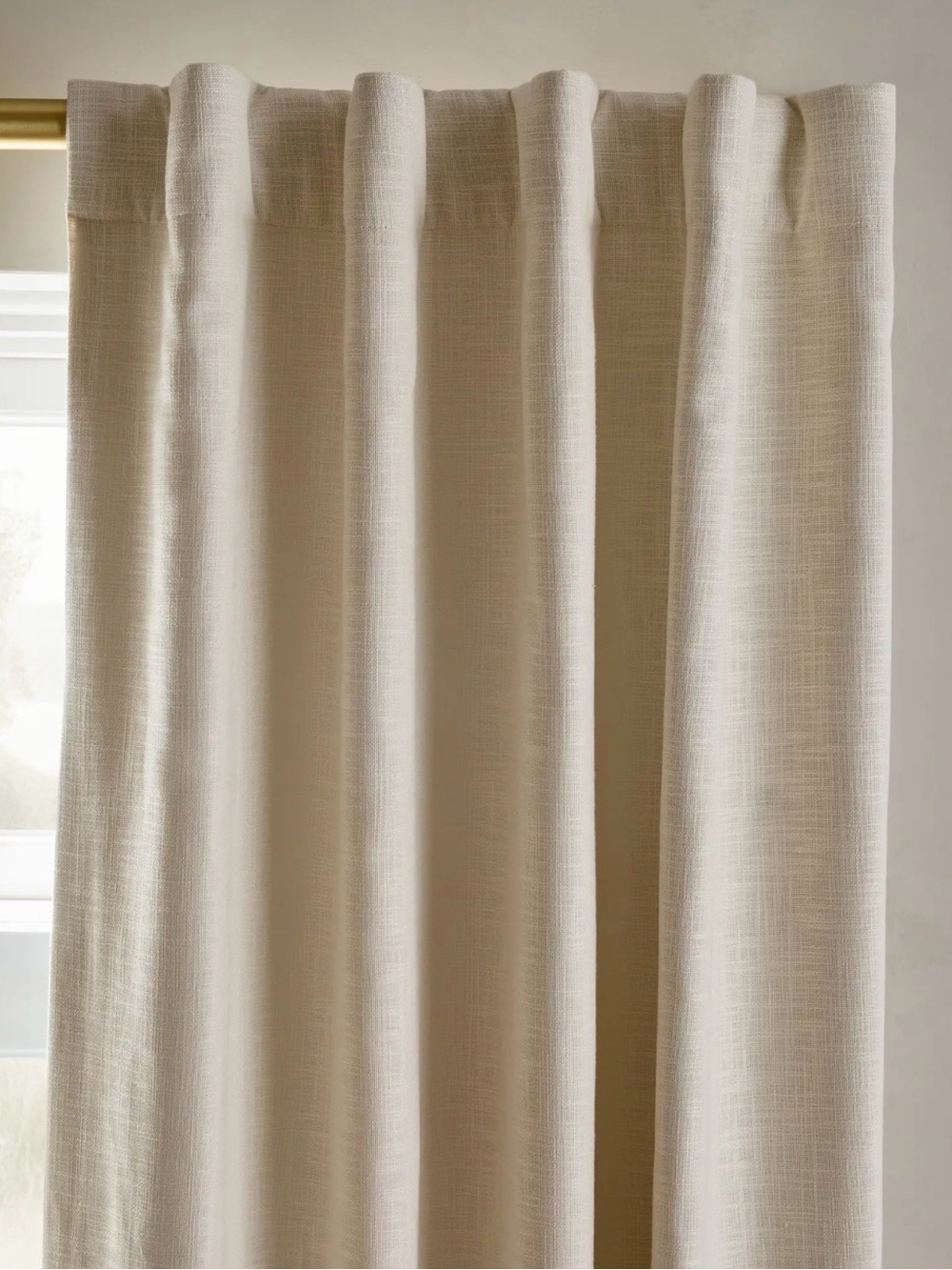 New Quince 100% textured cotton room darkening curtain 1 panel natural ivory